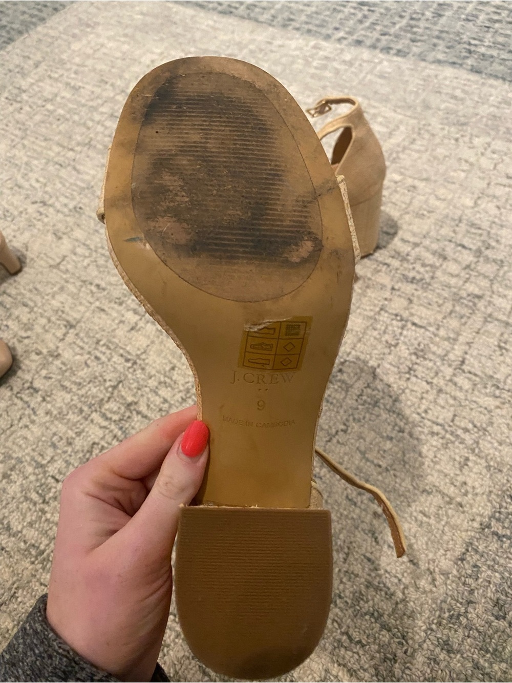 J.Crew-Style Raffia/Neutral Heeled Sandals - Picture 3 of 3